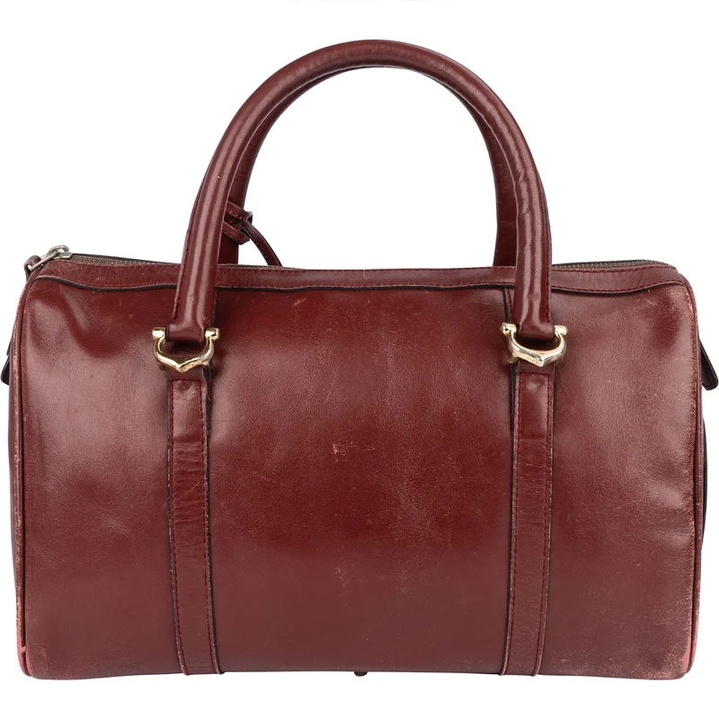 Cartier Bordeaux Leather Boston Handbag