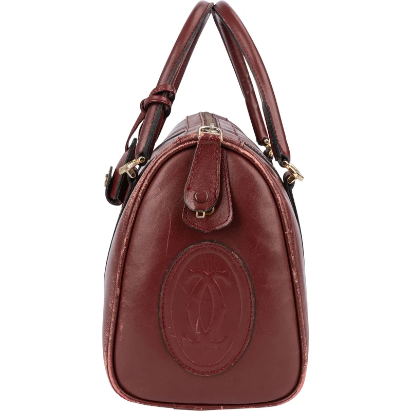 Cartier Bordeaux Leather Boston Handbag