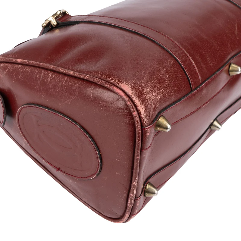 Cartier Bordeaux Leather Boston Handbag