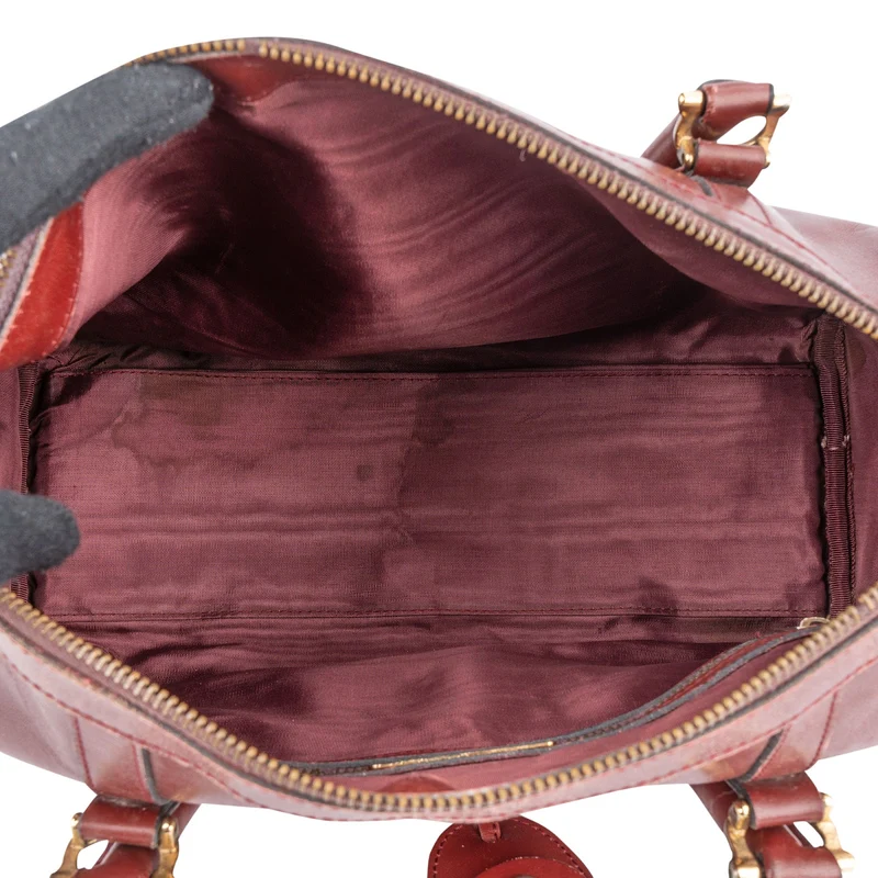 Cartier Bordeaux Leather Boston Handbag
