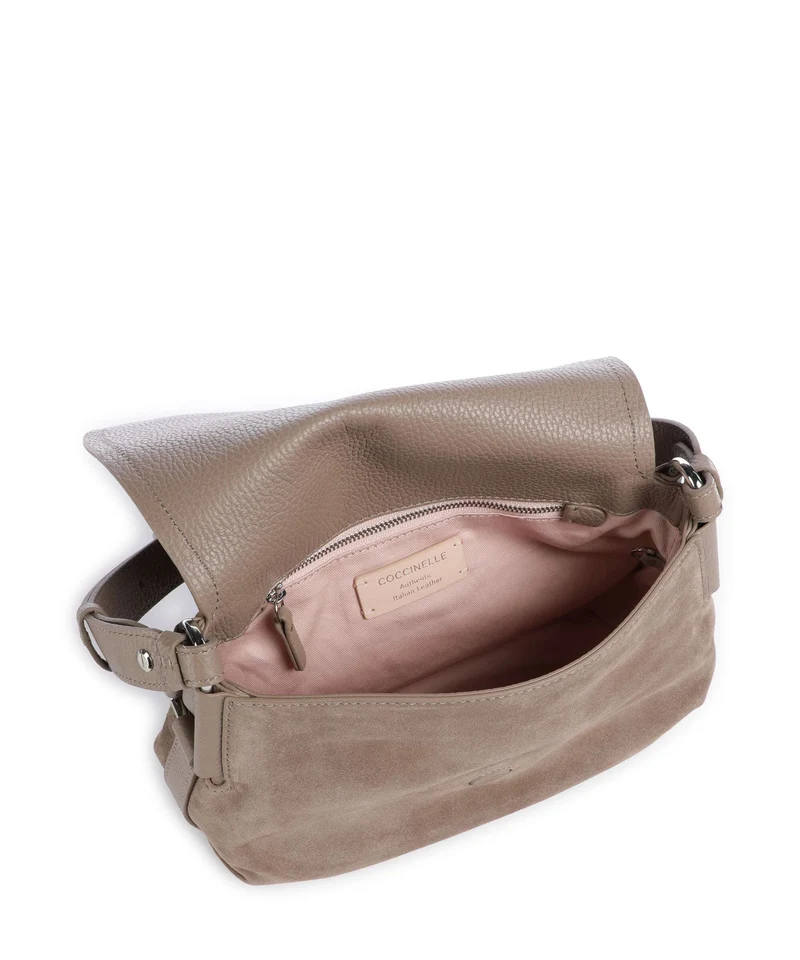 Coccinelle Rebekka Suede Umhängetasche warm taupe