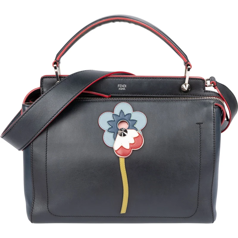 Fendi Bicolor Leather Flowerland 2 in 1 Dotcom Handbag