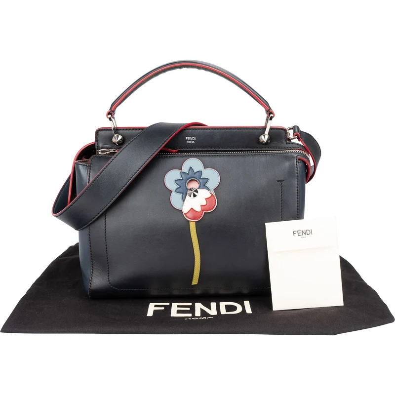 Fendi Bicolor Leather Flowerland 2 in 1 Dotcom Handbag