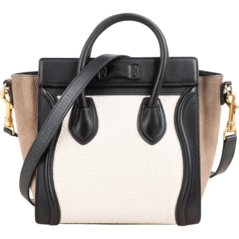 Céline Tricolor Grained Suede & Leather Nano Luggage Handbag