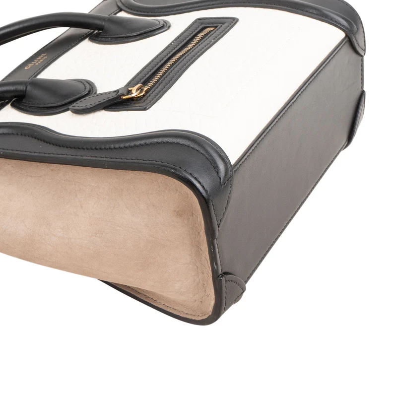 Céline Tricolor Grained Suede & Leather Nano Luggage Handbag