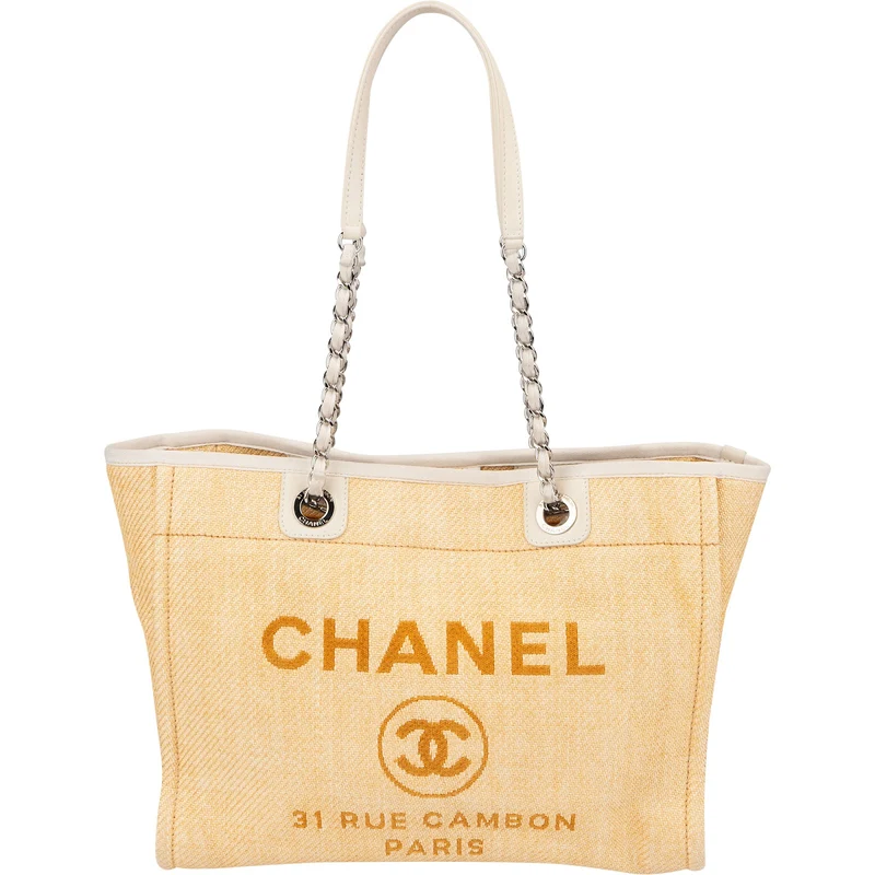 Chanel Raffia Deauville Tote Shoulder Bag