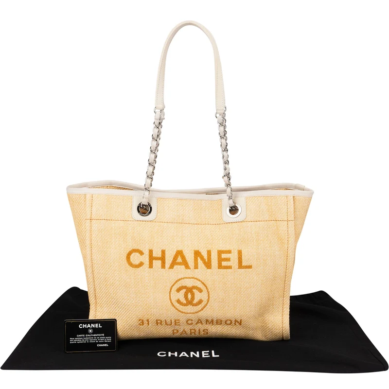 Chanel Raffia Deauville Tote Shoulder Bag