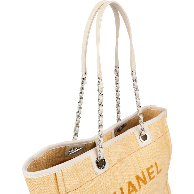 Chanel Raffia Deauville Tote Shoulder Bag