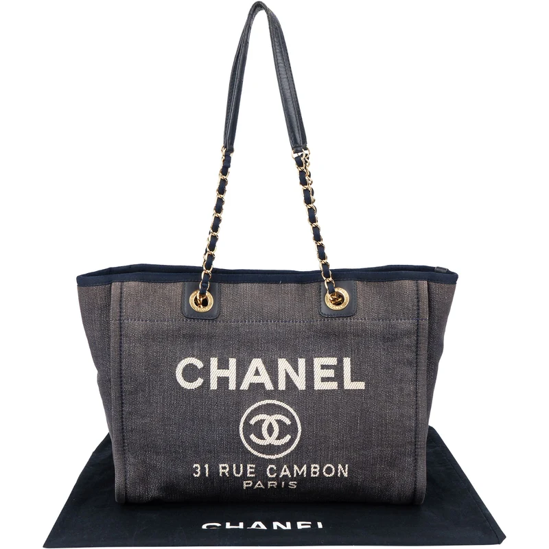Chanel Denim Deauville Tote Shoulder Bag