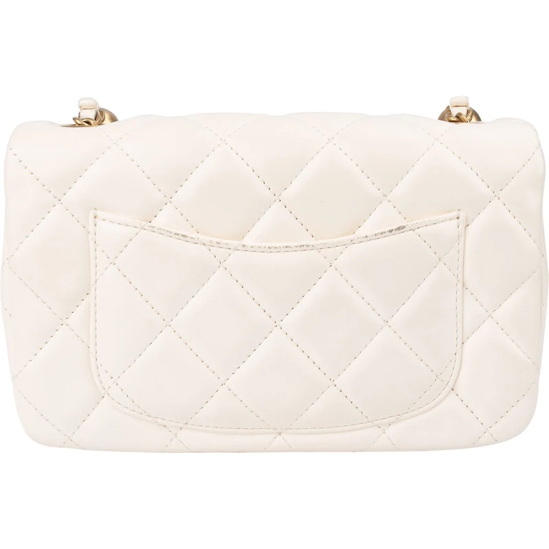 Chanel Quilted Lambskin Mini Rectangular Pearl Single Flap Crossbody Bag