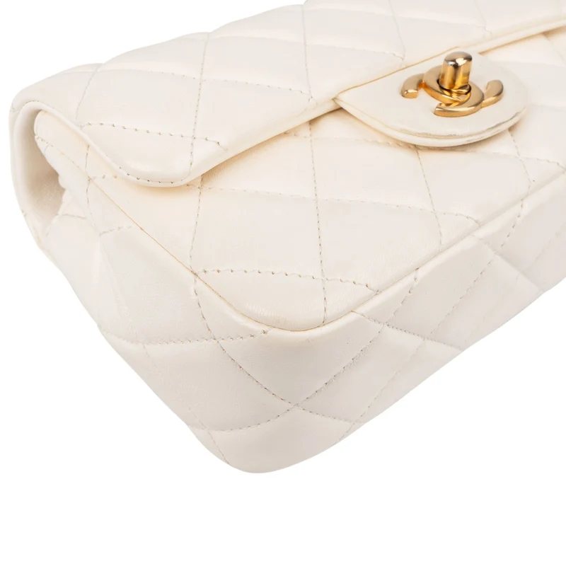 Chanel Quilted Lambskin Mini Rectangular Pearl Single Flap Crossbody Bag