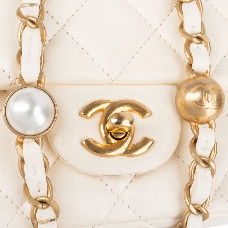 Chanel Quilted Lambskin Mini Rectangular Pearl Single Flap Crossbody Bag