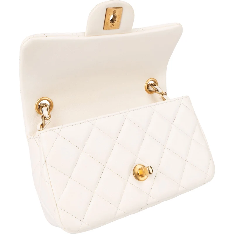 Chanel Quilted Lambskin Mini Rectangular Pearl Single Flap Crossbody Bag