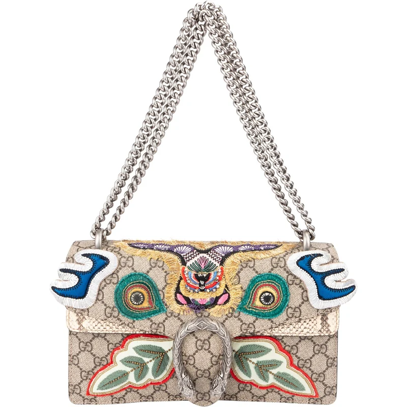 Gucci Limited Monogram GG Supreme Canvas Embroidered Dionysus Shoulder Crossbody Bag