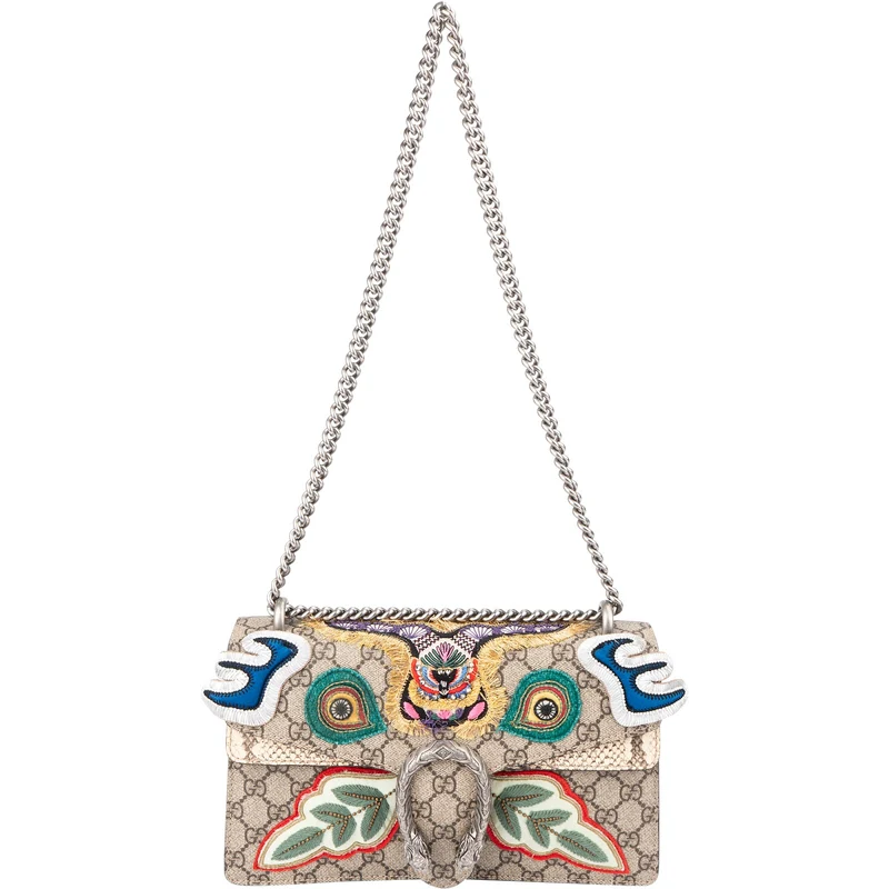 Gucci Limited Monogram GG Supreme Canvas Embroidered Dionysus Shoulder Crossbody Bag