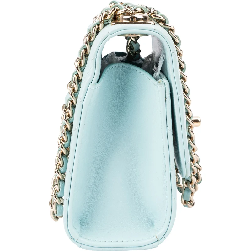 Chanel Light Blue Quilted Lambskin Mini Top Bar Crossbody Bag