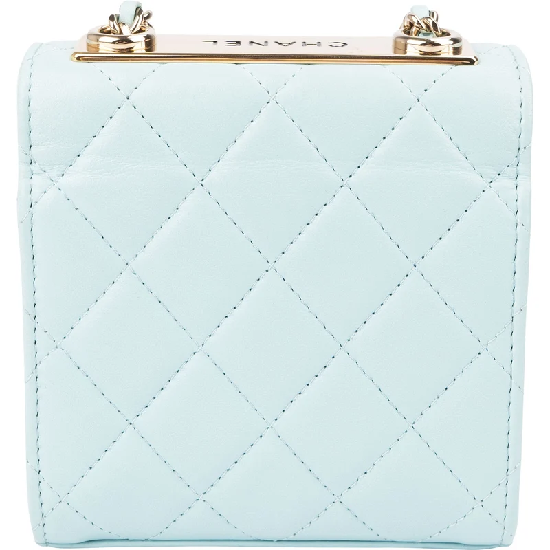 Chanel Light Blue Quilted Lambskin Mini Top Bar Crossbody Bag