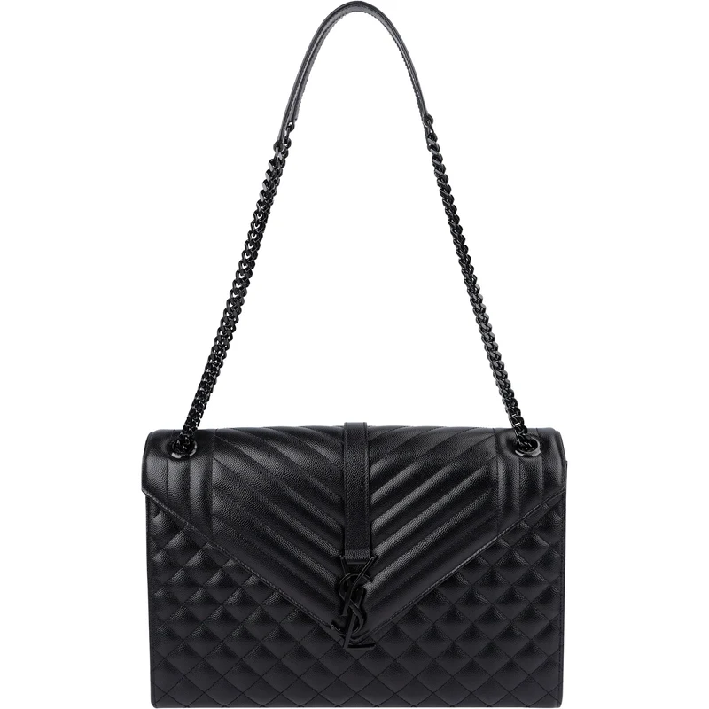 Saint Laurent Grain De Poudre Leather Large Envelope Crossbody Bag