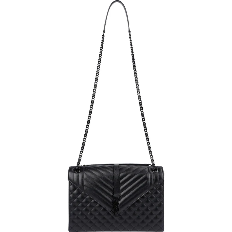 Saint Laurent Grain De Poudre Leather Large Envelope Crossbody Bag
