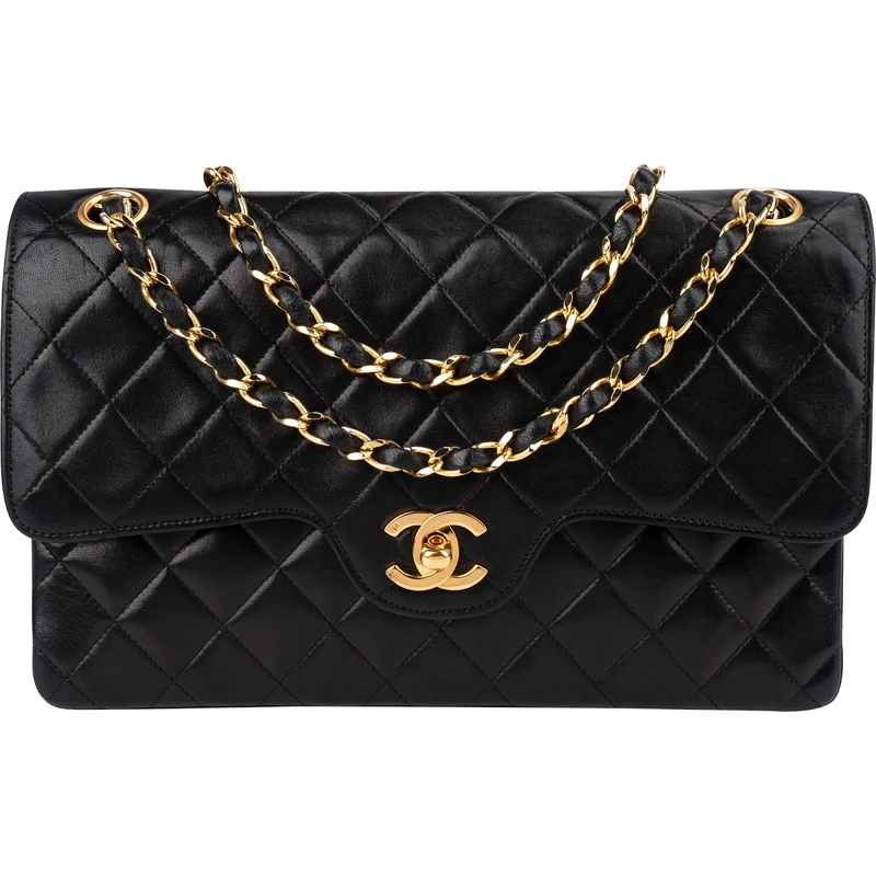 Chanel Quilted Lambskin 24K Gold Jumbo Double Flap Shoulder Bag