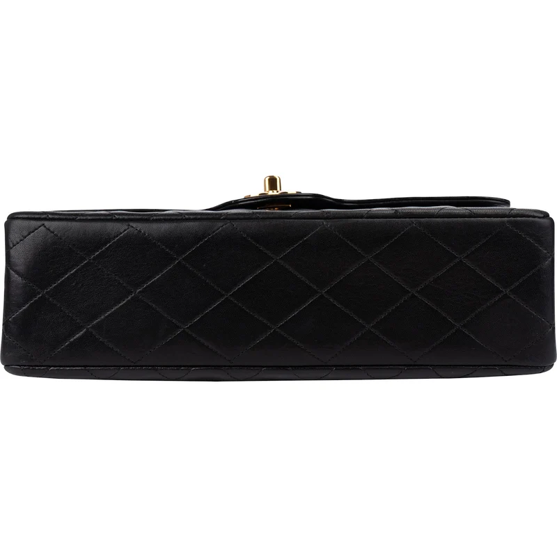 Chanel Quilted Lambskin 24K Gold Jumbo Double Flap Shoulder Bag