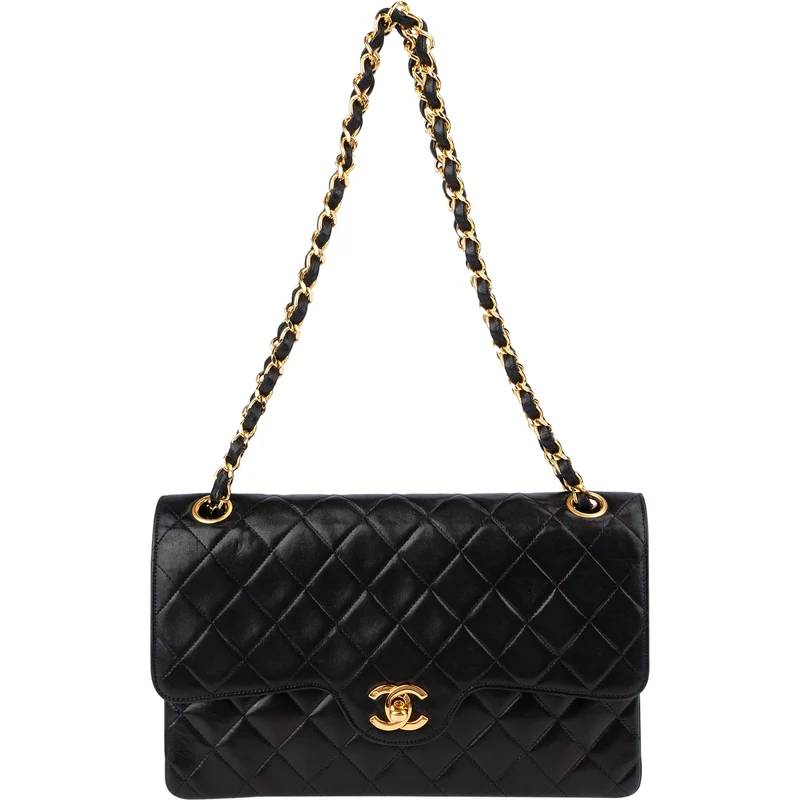 Chanel Quilted Lambskin 24K Gold Jumbo Double Flap Shoulder Bag