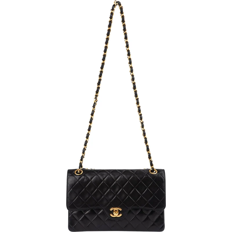 Chanel Quilted Lambskin 24K Gold Jumbo Double Flap Shoulder Bag