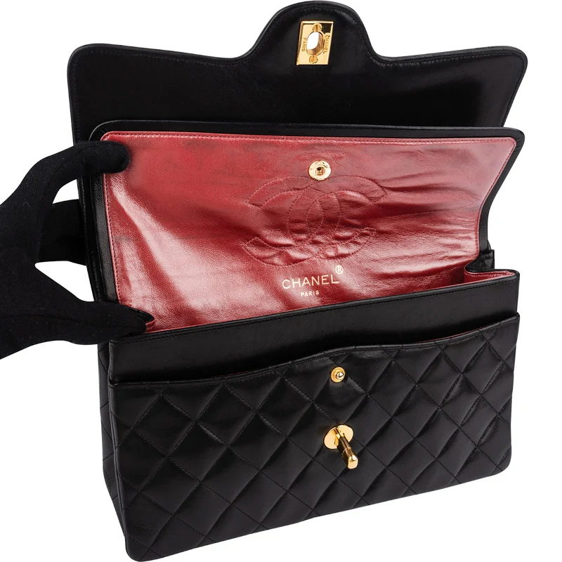 Chanel Quilted Lambskin 24K Gold Jumbo Double Flap Shoulder Bag