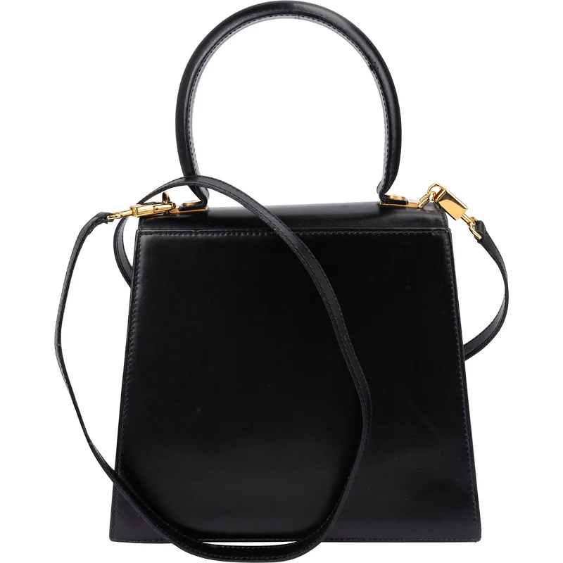 Salvatore Ferragamo Black Leather Gancini Top Handle Handbag