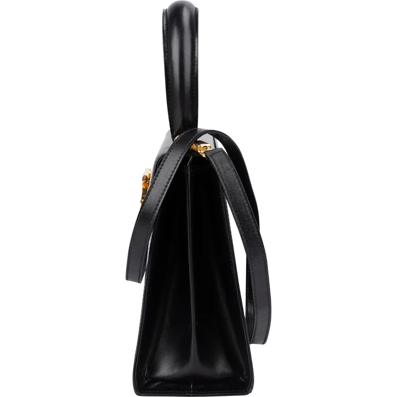Salvatore Ferragamo Black Leather Gancini Top Handle Handbag