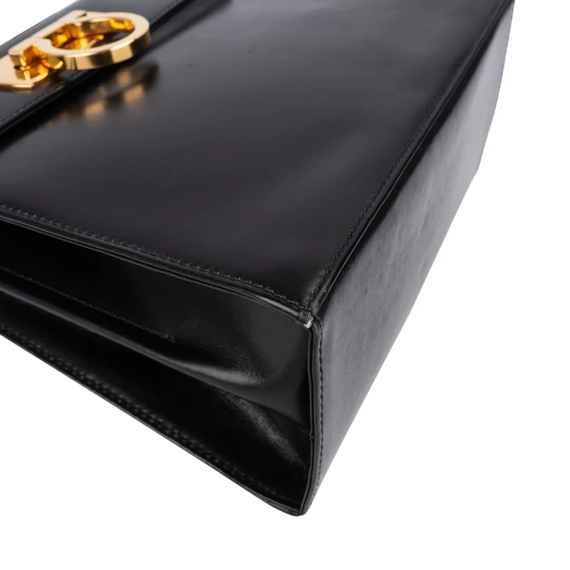 Salvatore Ferragamo Black Leather Gancini Top Handle Handbag