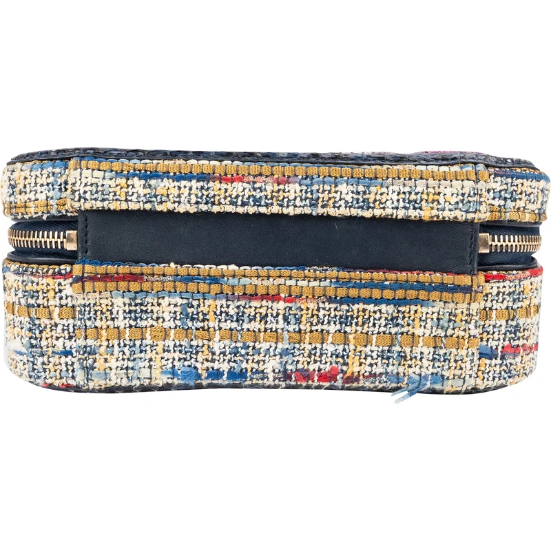 Chanel Multicolor Exotic Leather Tweed Python Top Handle Filigree Vanity Case Handbag