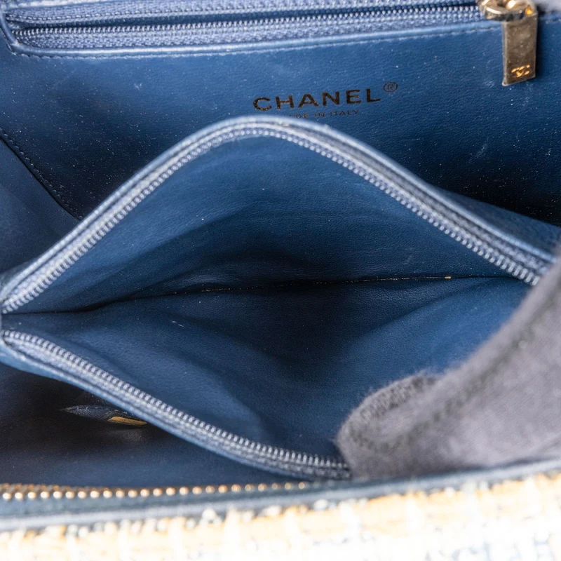 Chanel Multicolor Exotic Leather Tweed Python Top Handle Filigree Vanity Case Handbag