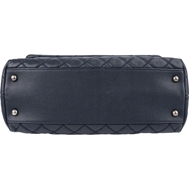 Chanel Quilted Caviar Leather Lizard Coco Handle Flap Handbag