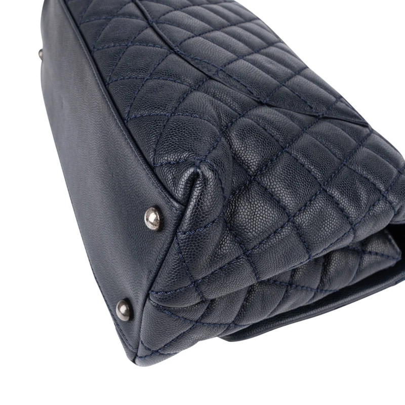 Chanel Quilted Caviar Leather Lizard Coco Handle Flap Handbag