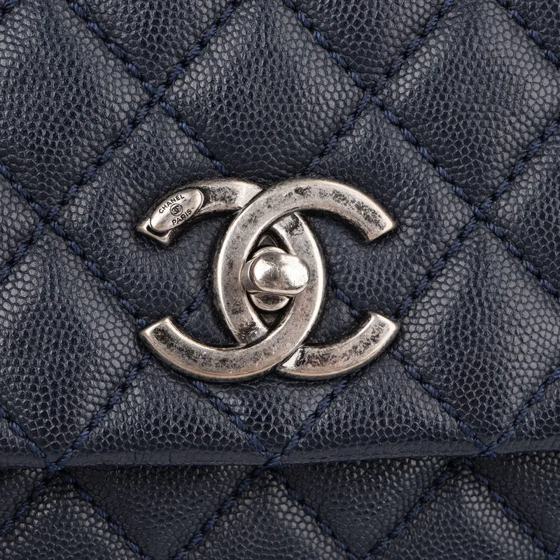Chanel Quilted Caviar Leather Lizard Coco Handle Flap Handbag