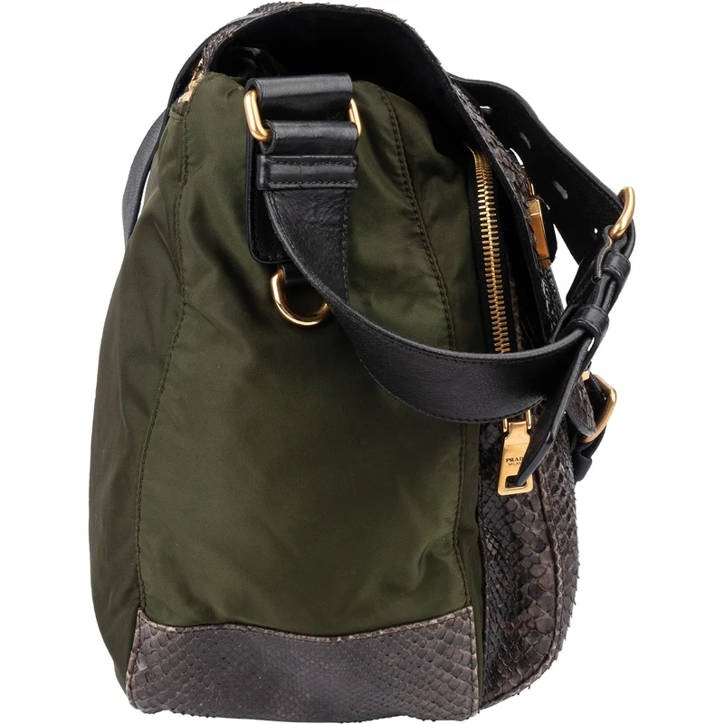 Prada Python Jeweled Messenger Crossbody Bag BT0694 Ebano