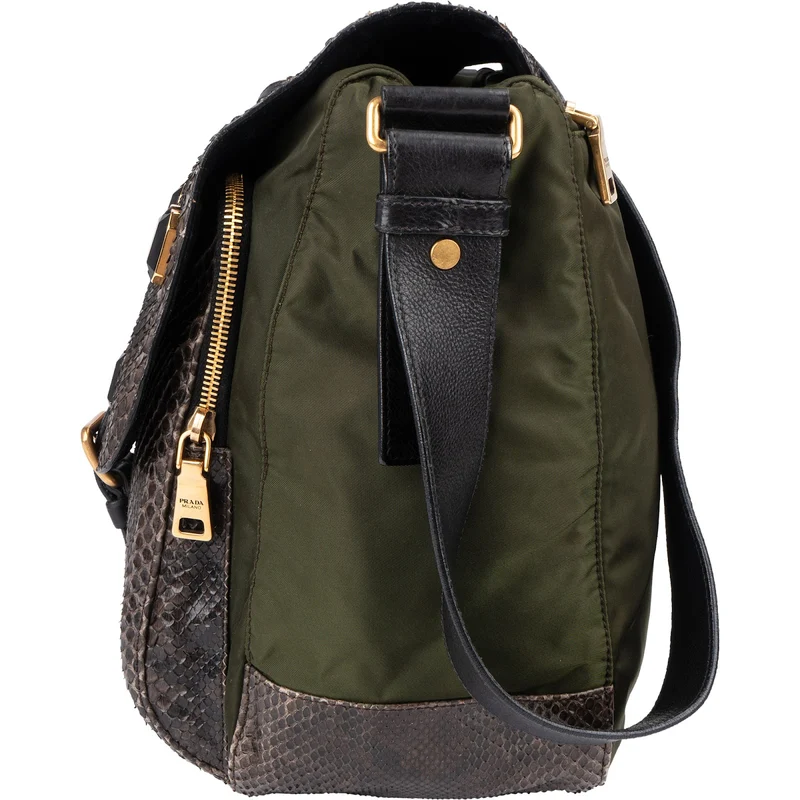 Prada Python Jeweled Messenger Crossbody Bag BT0694 Ebano