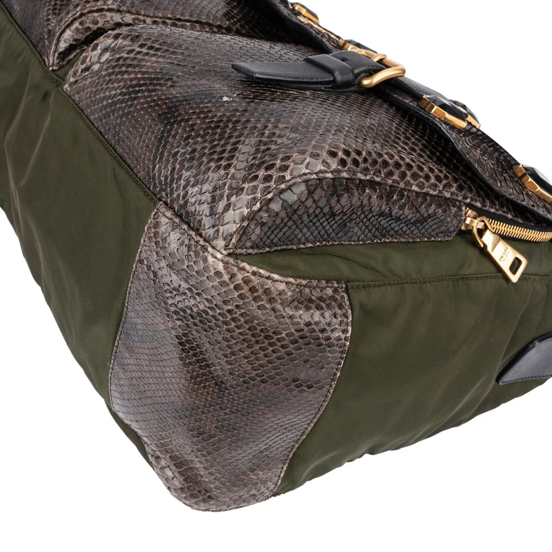 Prada Python Jeweled Messenger Crossbody Bag BT0694 Ebano