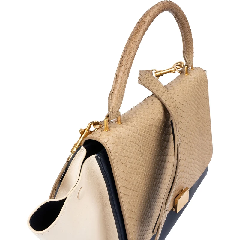Céline Python Leather Tricolor Trapeze Handbag