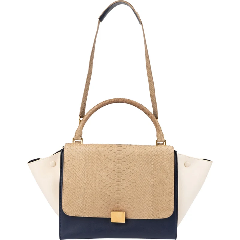 Céline Python Leather Tricolor Trapeze Handbag
