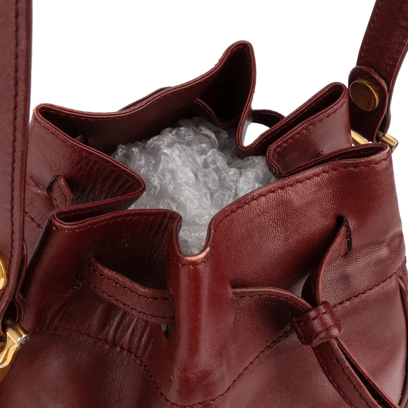 Cartier Bordeaux Leather Must de Cartier Round Bucket Drawstring Crossbody Bag