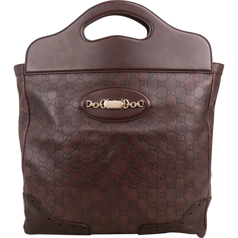 Gucci Guccissima Leather Punch Top Handle Horsebit Large Tote Handbag