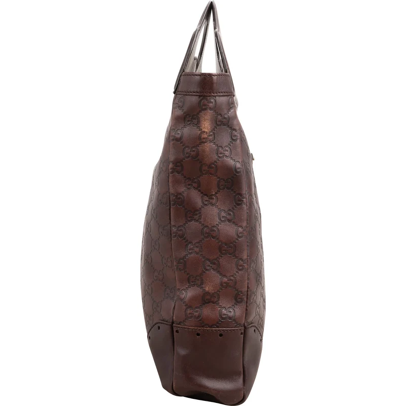 Gucci Guccissima Leather Punch Top Handle Horsebit Large Tote Handbag