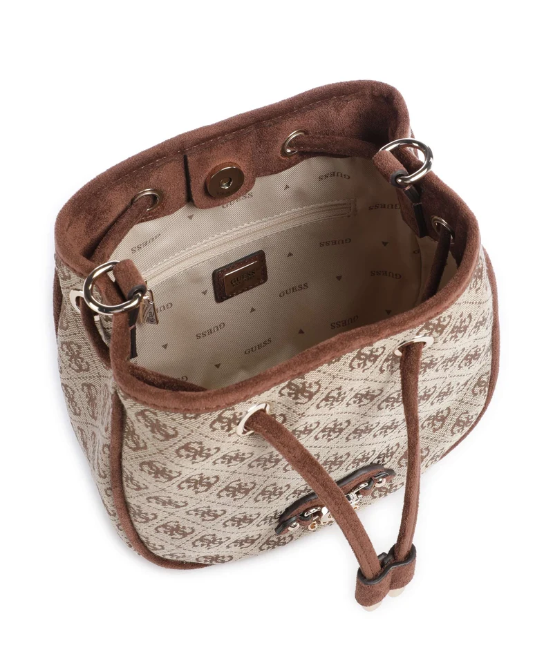 Guess Samantha Mini Bucket Handtasche latte logo/brown
