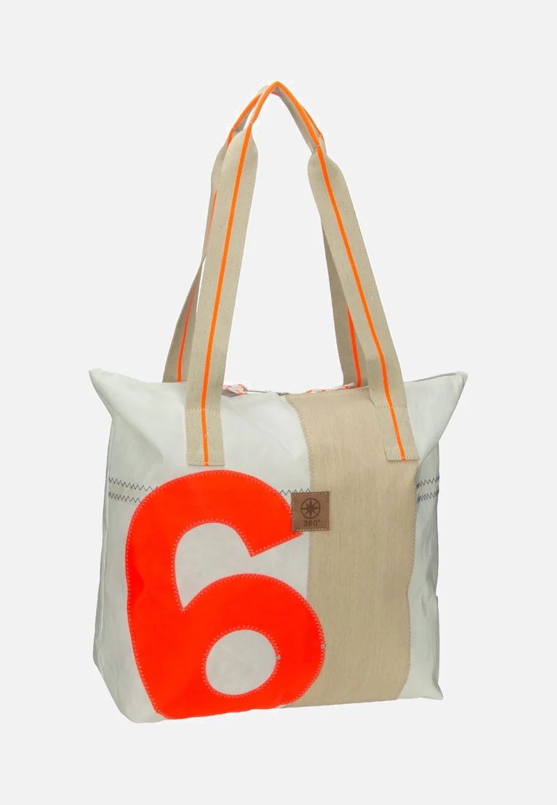 Welle Weiss/Sand/Zahl Orange - Shopper