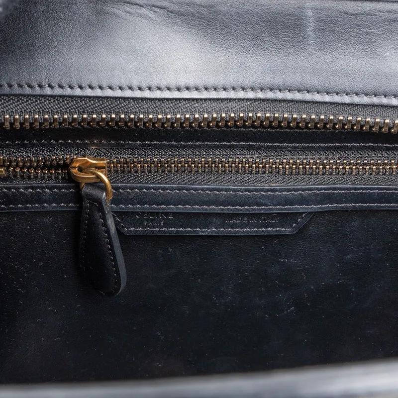 Céline Grained Tricolor Leather Luggage Handbag
