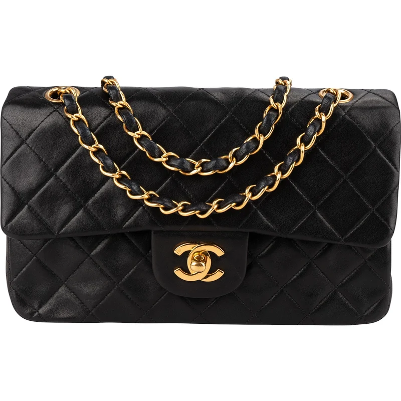 Chanel Quilted Lambskin 24K Gold Small Double Flap Shoulder Bag