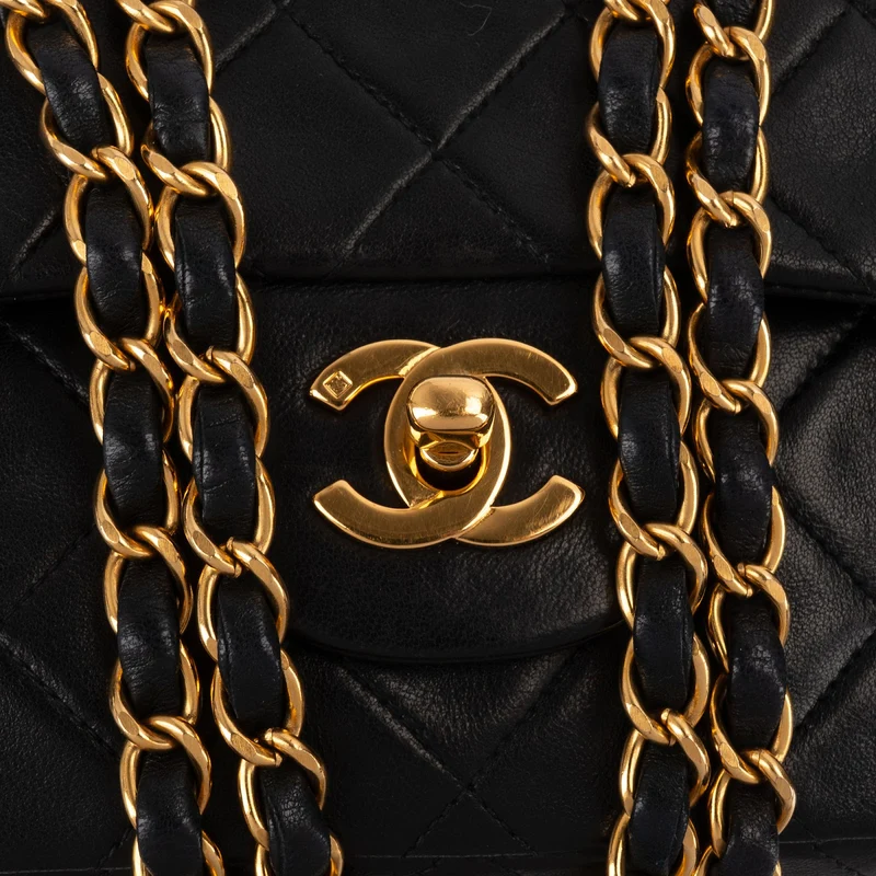 Chanel Quilted Lambskin 24K Gold Small Double Flap Shoulder Bag