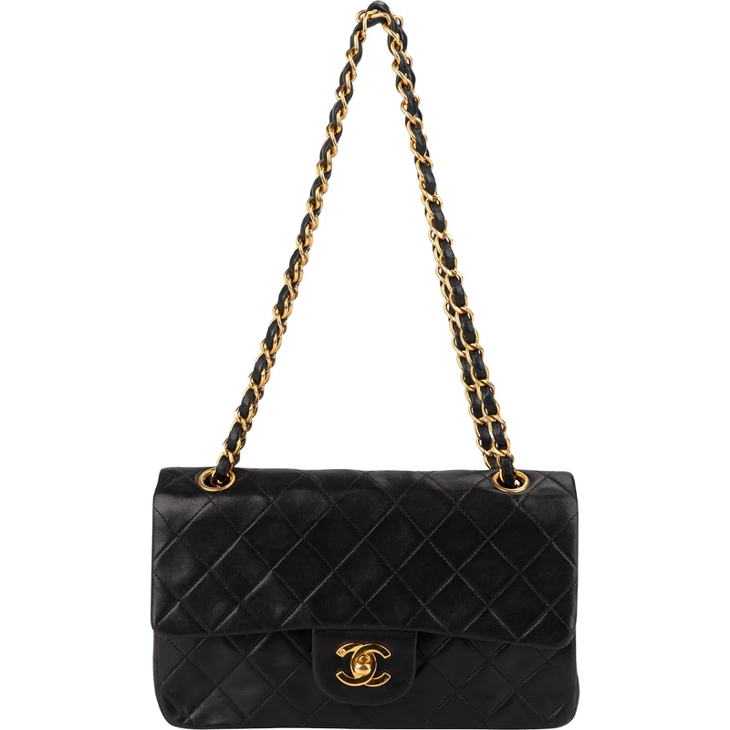 Chanel Quilted Lambskin 24K Gold Small Double Flap Shoulder Bag